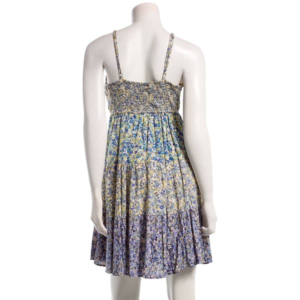 Juniors Angie Mix Floral Print Tie Waist Tier Slip Dress