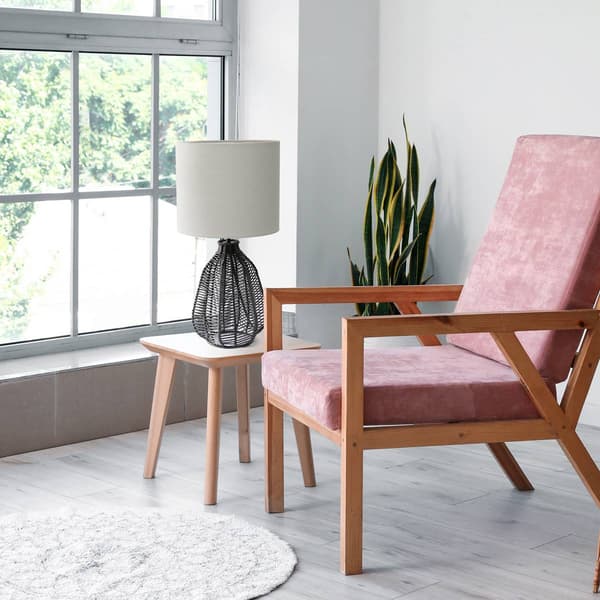 Lalia Home 21in Vintage Rattan Wicker Style Paper Rope Table Lamp