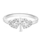 Sterling Silver Double CZ Heart & Cross Ring - image 1
