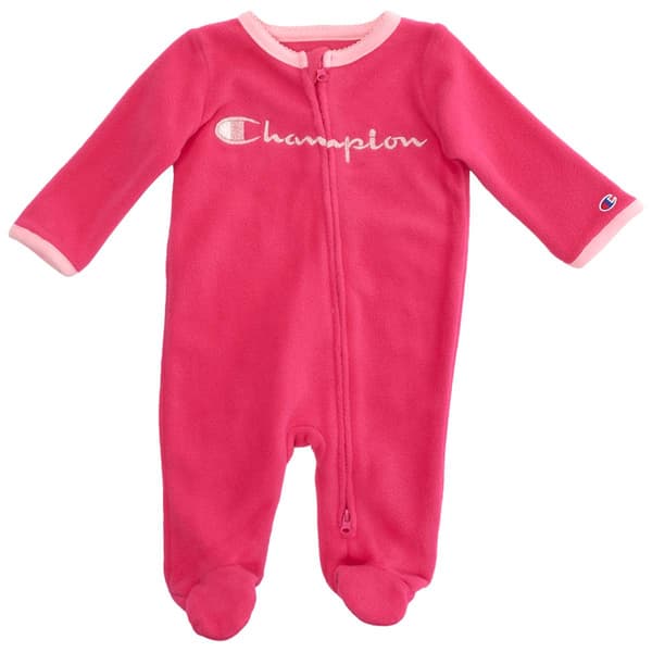 Baby Girl (3-9M) Champion(R) Zip Microfleece Footie Sleeper - image 