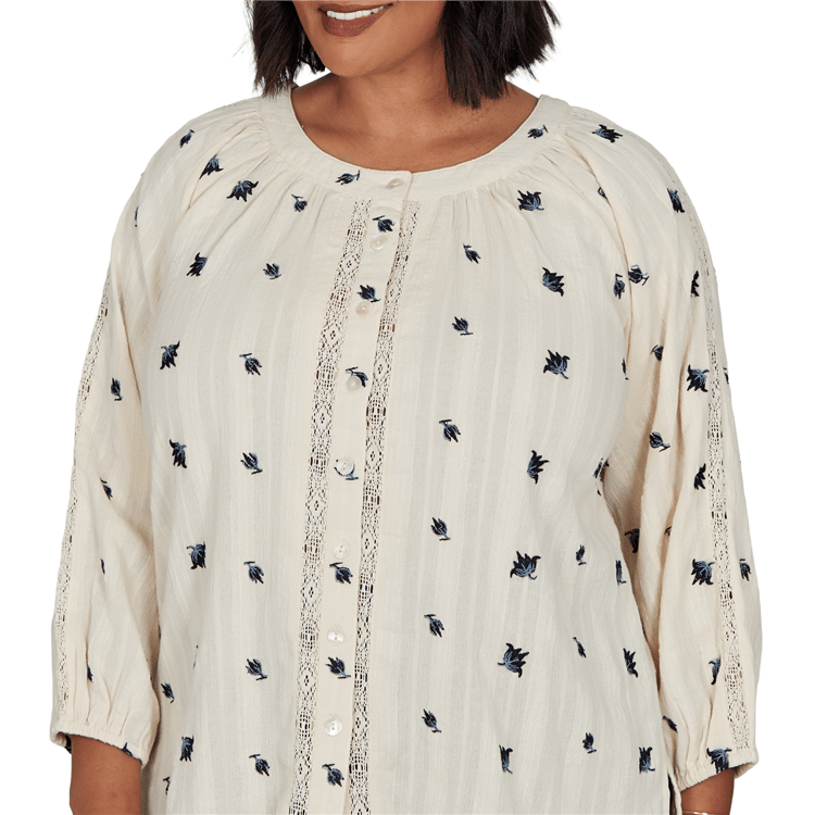 Plus Size Ruby Rd. English Countryside Button Front Floral Blouse
