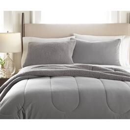 Micro Flannel&#174; Reverse to Sherpa Solid Comforter Set