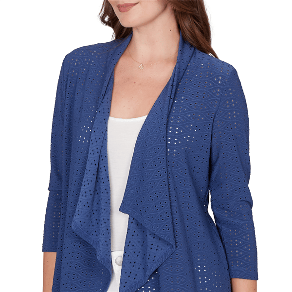 Petite Hearts of Palm Smooth Sailing Eyelet Cascade Cardigan