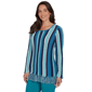 Womens Hearts of Palm Autumn Breeze Long Sleeve Stripe Sweater - image 3