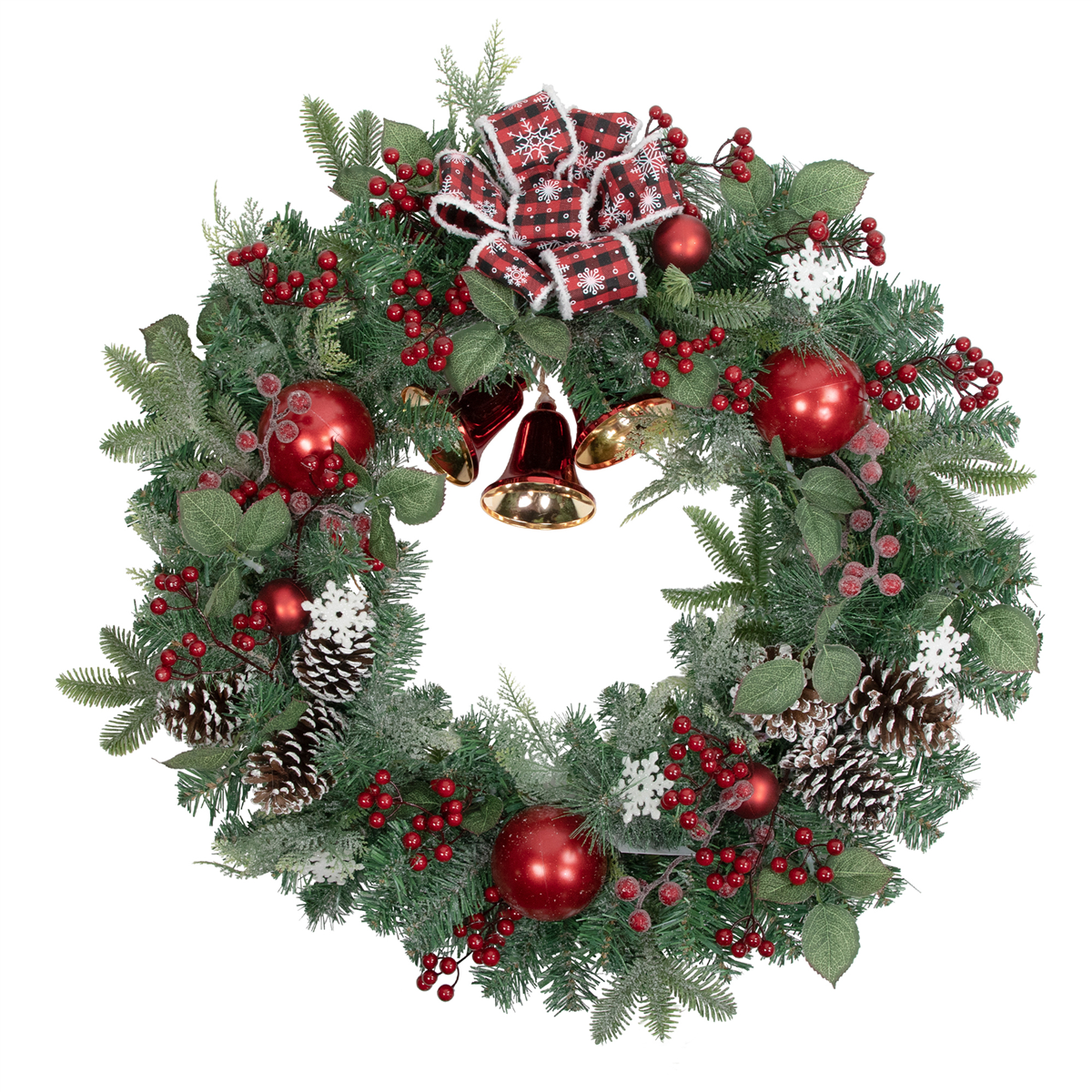 Northlight 30in. Red Bells & Mixed Foliage Christmas Wreath