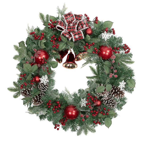 Northlight 30in. Red Bells & Mixed Foliage Christmas Wreath - image 