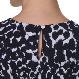 Womens DKNY Sleeveless Pleat Neck Abstract Back Keyhole Blouse