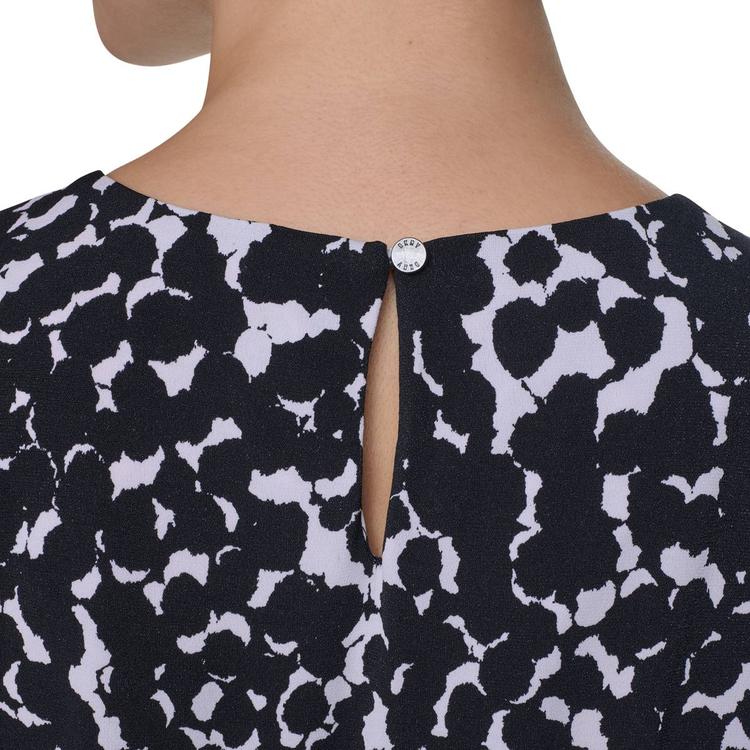 Womens DKNY Sleeveless Pleat Neck Abstract Back Keyhole Blouse