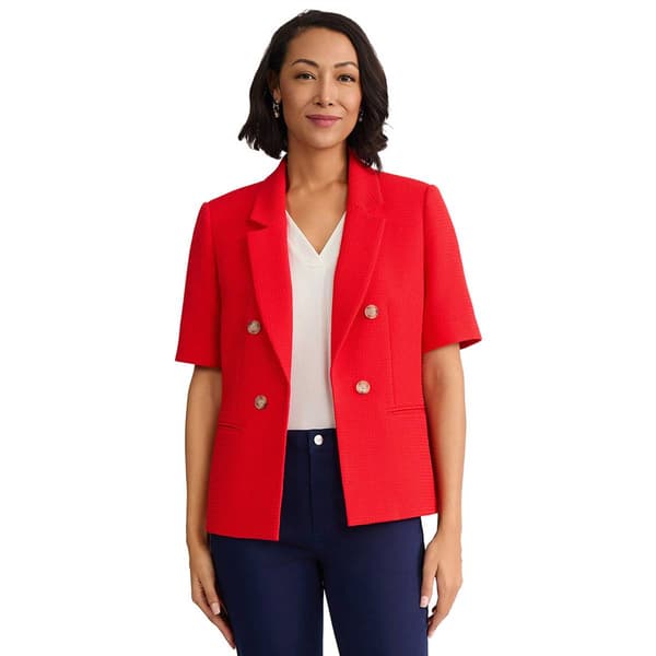 Petites Jones New York Short Sleeve Faux Double Button Jacket - image 