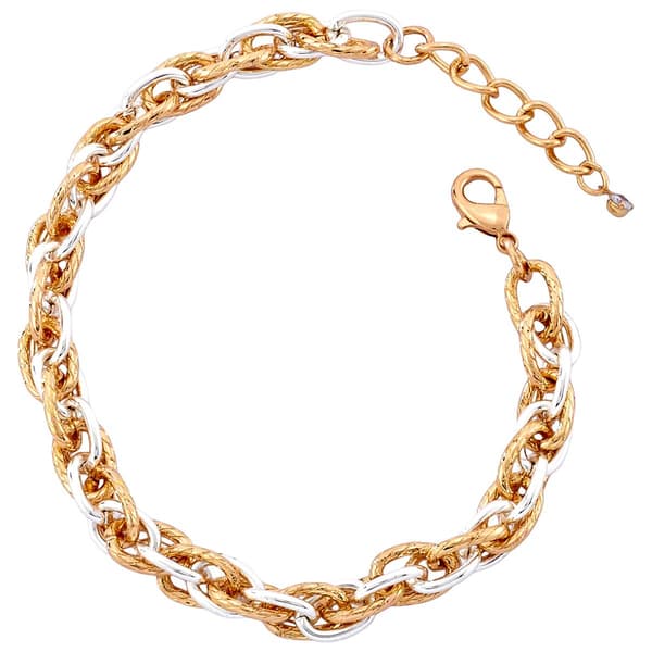 Design Collection 7.5in. Polished-Rope Link Two Tone Bracelet - image 