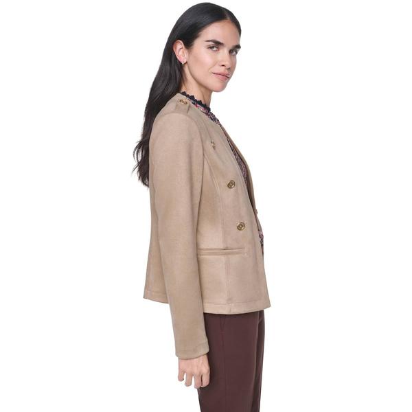 Womens Tommy Hilfiger Long Sleeve Button Details Suede Blazer