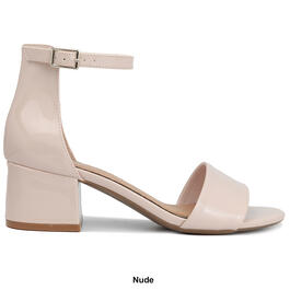 Womens Sugar Noelle Low Block Heel Dress Sandals - Nude