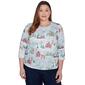 Plus Size Alfred Dunner Classics Ski Village w/ Deer Holiday Tee - image 1