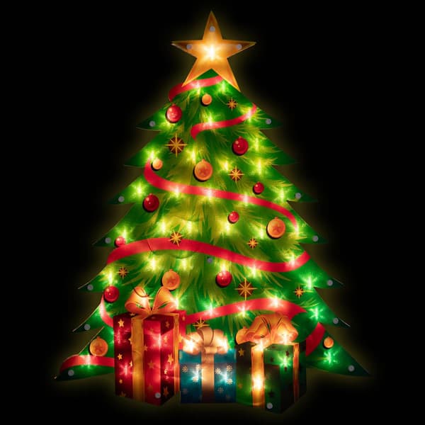 Northlight Seasonal Christmas Tree w/ Presents Window Décor
