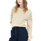 Womens MNK Long Sleeve Waffle Sweater with Crochet Inset - image 2