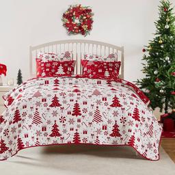 Greenland Home Fashions™ Peppermint Party Reversible Coverlet Set