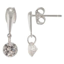 Round Cubic Zirconia Drop Post Earrings