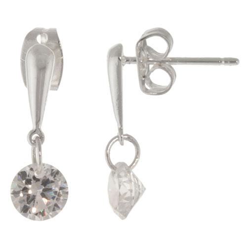 Round Cubic Zirconia Drop Post Earrings