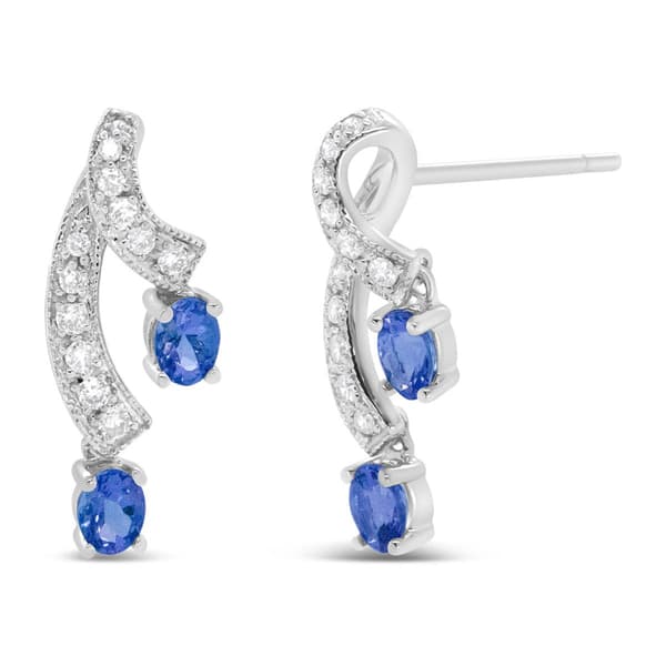 Haus of Brilliance 14kt. White Gold Blue Tanzanite Stud Earrings