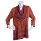 Womens OneWorld Border Pattern Scarf 3/4 Sleeve Hacci Top - image 1