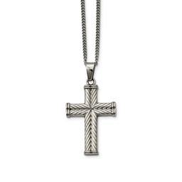 Mens Gentlemens Classics(tm) Textured Steel Fancy Cross Necklace