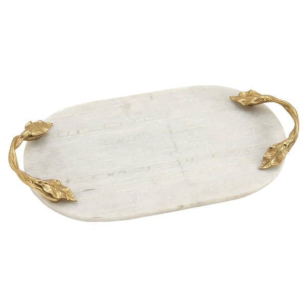 9th & Pike(R) White Marble and Aluminum Serving Tray - image 