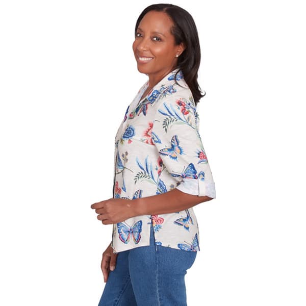 Petite Alfred Dunner Free Spirit Butterflies Button Down