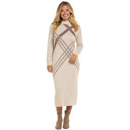 Womens Robbie Bee Long Sleeve Geometric Sweater Dress