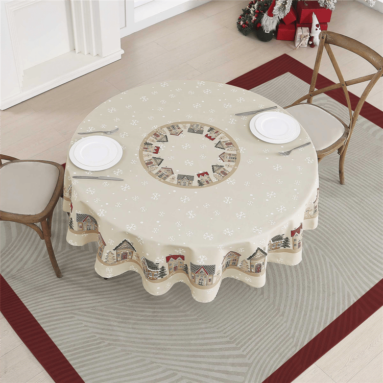 Avanti Linens Gingerbread Village Tablecloth