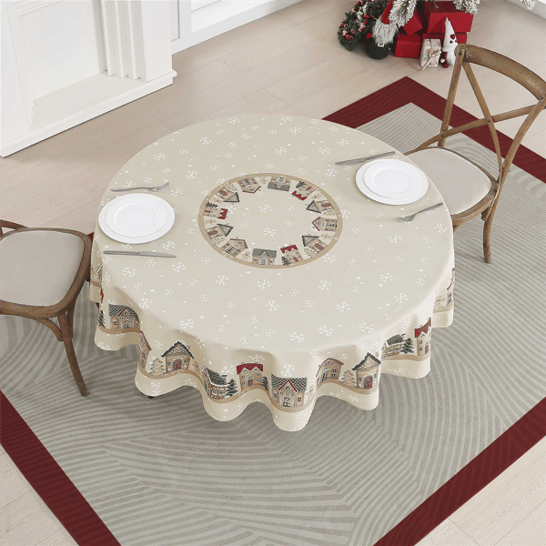 Avanti Linens Gingerbread Village Tablecloth