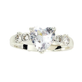 Ashley Cooper&#40;tm&#41; Silver CZ Clear Stone Heart Ring