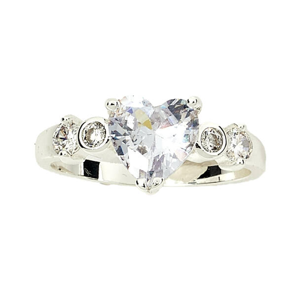 Ashley Cooper&#40;tm&#41; Silver CZ Clear Stone Heart Ring - image 