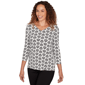 Womens Emaline Key Items 3/4 Sleeve Boat Neck Geometric Tee - image 3