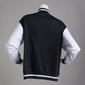Juniors No Comment Poly Fleece Letterman Jacket with Graphics-B/W - image 2