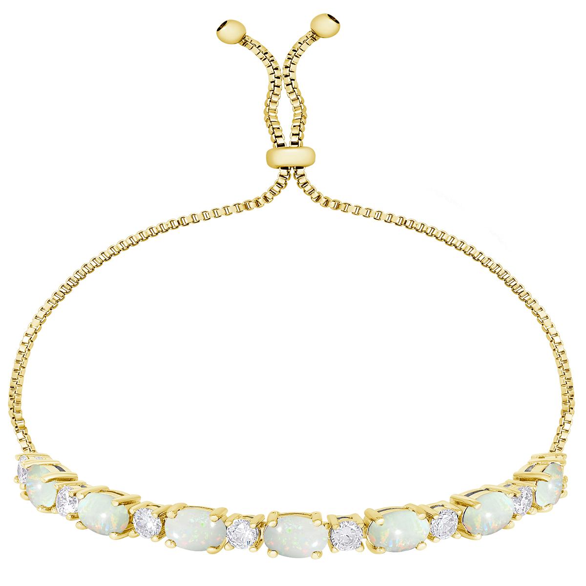 Gianni Argento Gold-Plated Lab Opal Oval Adjustable Bracelet