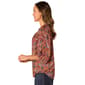Womens Democracy Below Elbow Sleeve V-Notch Blouse - image 2
