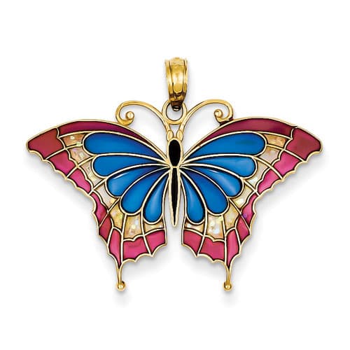 Gold Classics&#40;tm&#41; 14kt. Stained Glass Butterfly Pendant - image 