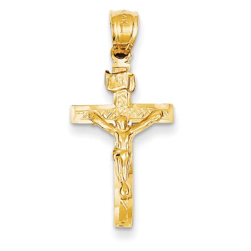 Unisex Gold Classics&#40;tm&#41; 14kt. Yellow Gold INRI Crucifix Charm - image 