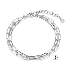 Forever Facets Sterling Silver Paperclip Chain Bracelet