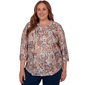 Plus Size Alfred Dunner Camden Market 3/4 Sleeve Paisley Blouse - image 1