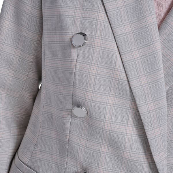 Womens Calvin Klein Long Sleeve Double Breasted Plaid Blazer
