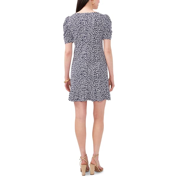 Womens MSK Short Puff Sleeve Floral A-Line Dress