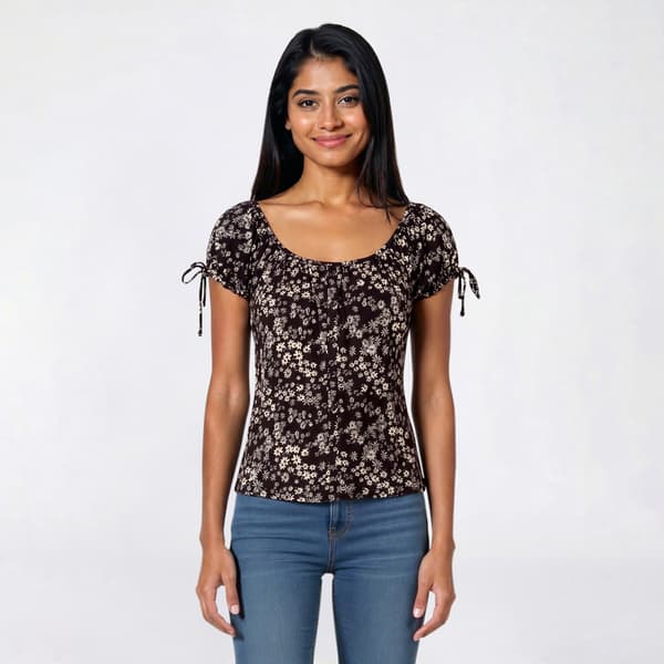 Juniors Wallflower Layla Yum Jersey Scoop Neck Button Front Top