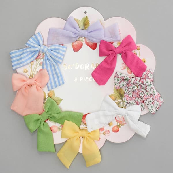 Baby Girl so''dorable(R) 8pc. Long Tail Bright Bow Clips - image 