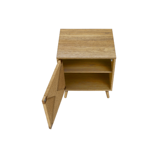 Monarch Specialties Light Walnut Seagrass-Look Accent Table