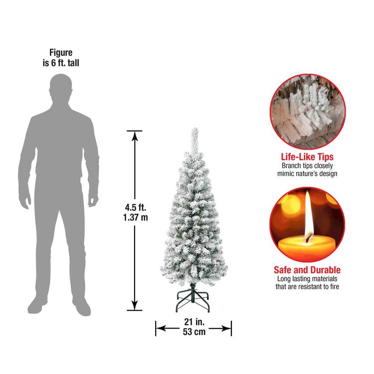 National Tree 4.5ft Acacia Pencil Slim Flocked Tree