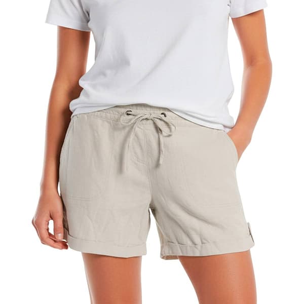 Womens Per Se Solid Drawstring Tie Linen Shorts - image 