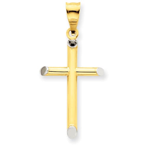 Unisex Gold Classics&#40;tm&#41; 14kt. 3D Two-Tone Cross Pendant - image 