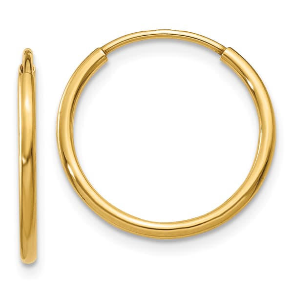 Gold Classics&#40;tm&#41; 14kt. 16mm Gold Endless Hoop Earrings - image 