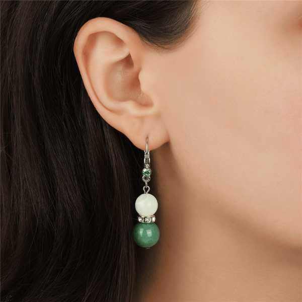 1928 Mother of Pearl and Aventurine Drop Earrings